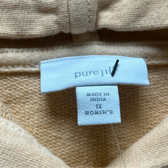 J Jill Pure Jill Hoodie sweatshirt Peach White Pullover dipdyed Cotton 1X new - Picture 3 of 8